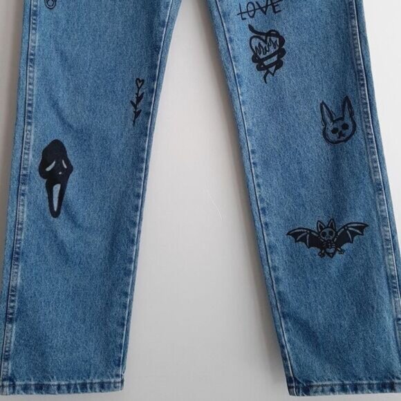 Rustler Blue High Rise Women Jeans with Black Graphics - Picture 4 of 16